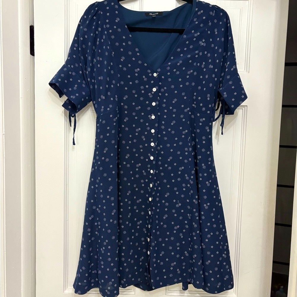 Madewell Navy Blue Floral Button-Down Dress